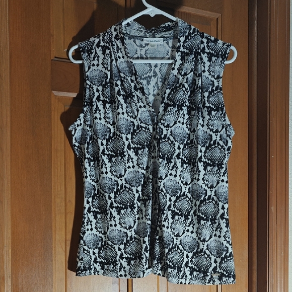 Calvin Klein Monochrome Snake Print Blouse - Picture 1 of 3
